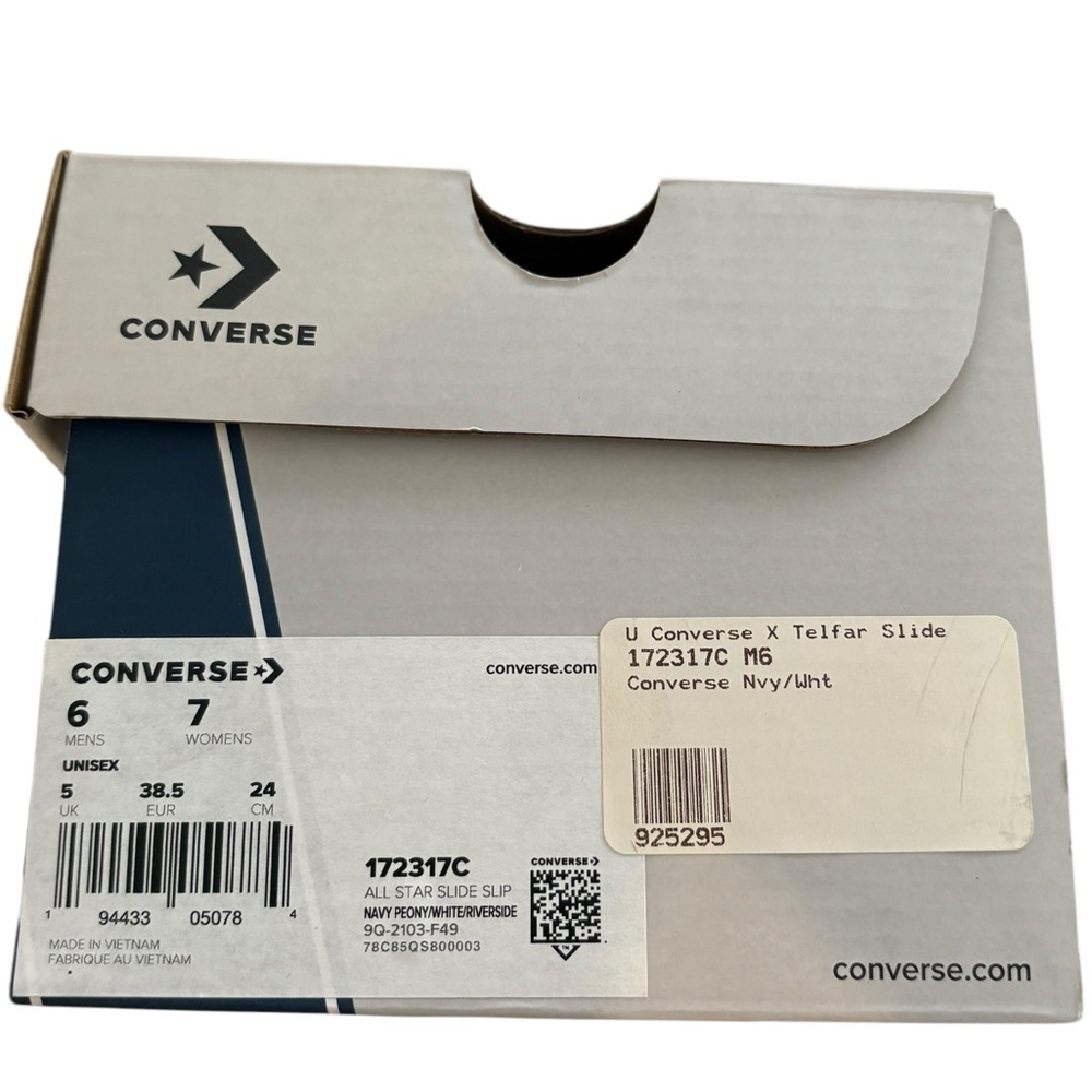 TELFAR X Converse All Star Slide NWT Navy Peony & White Sz 6 & 7 - Picture 8 of 9